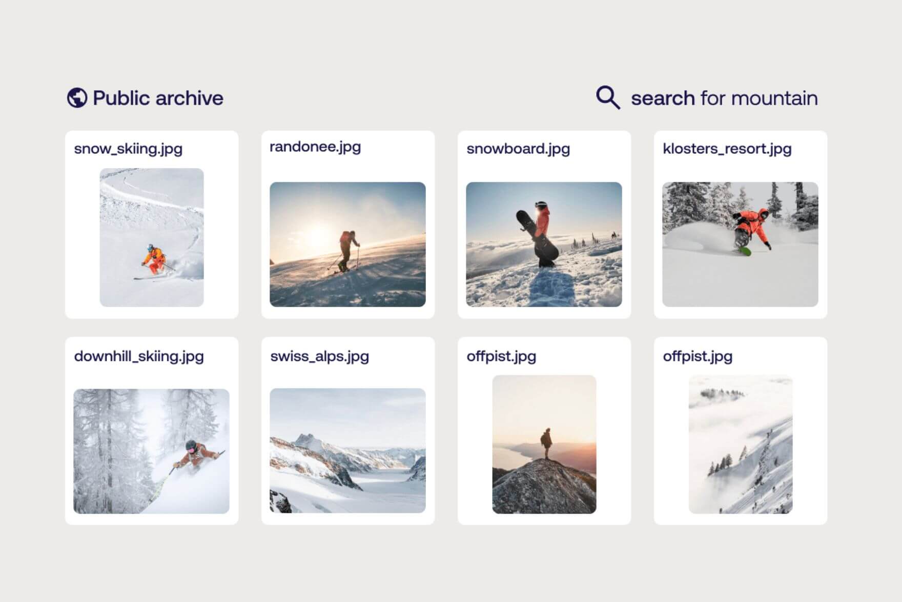 DAM public archive / brand portal